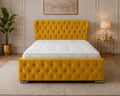 Amber Yellow Oxford Super King Bed –