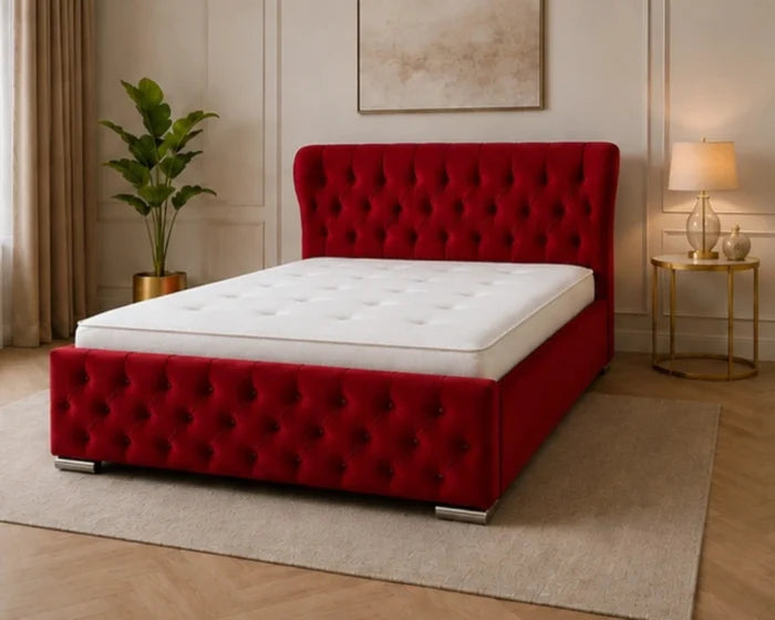Burgundy Red King Oxford Bed – Stylish 180 ×