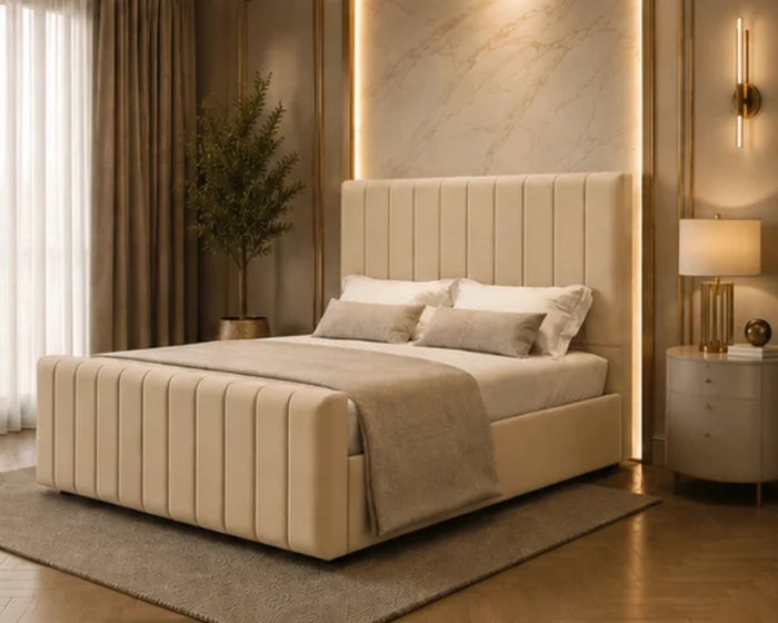 Beige Super King Bed – Panel Line Super King
