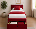 Bold Red Single Bed – Divan Base, Mattress & Storage Drawers-90x