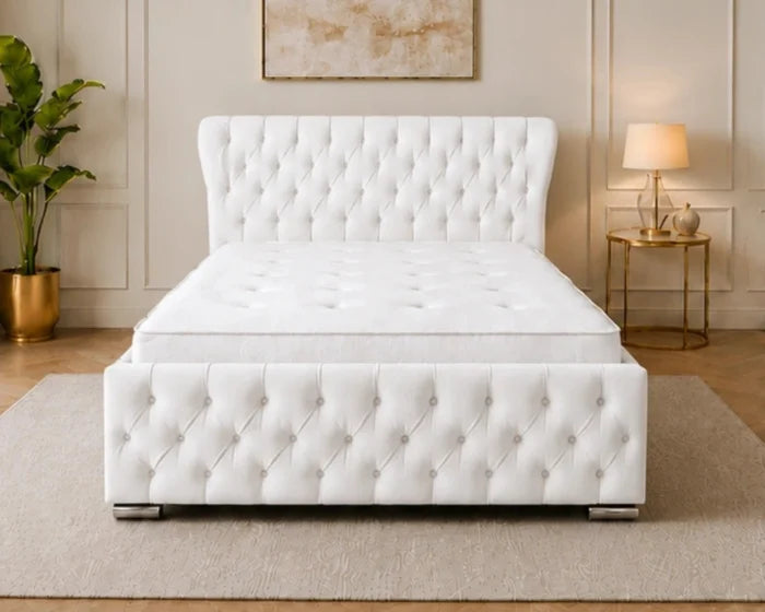 Alabaster White Oxford Super King Bed