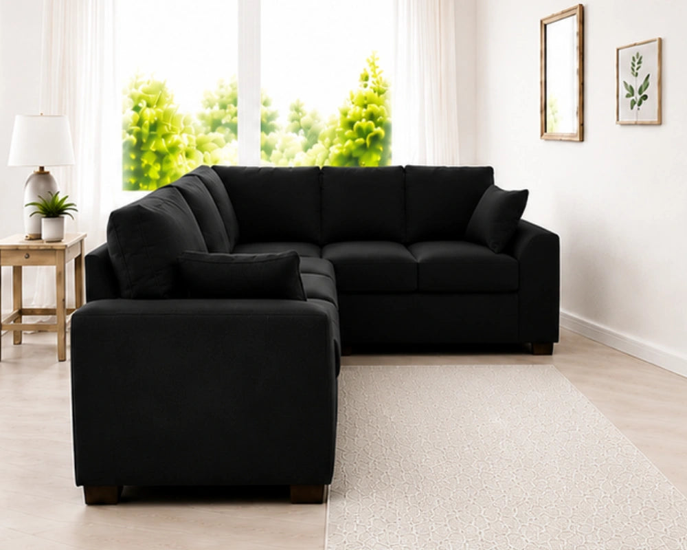 Black Dylan 5-Seater L-Shaped Corner Sofa – Elegant sofa 5 seater