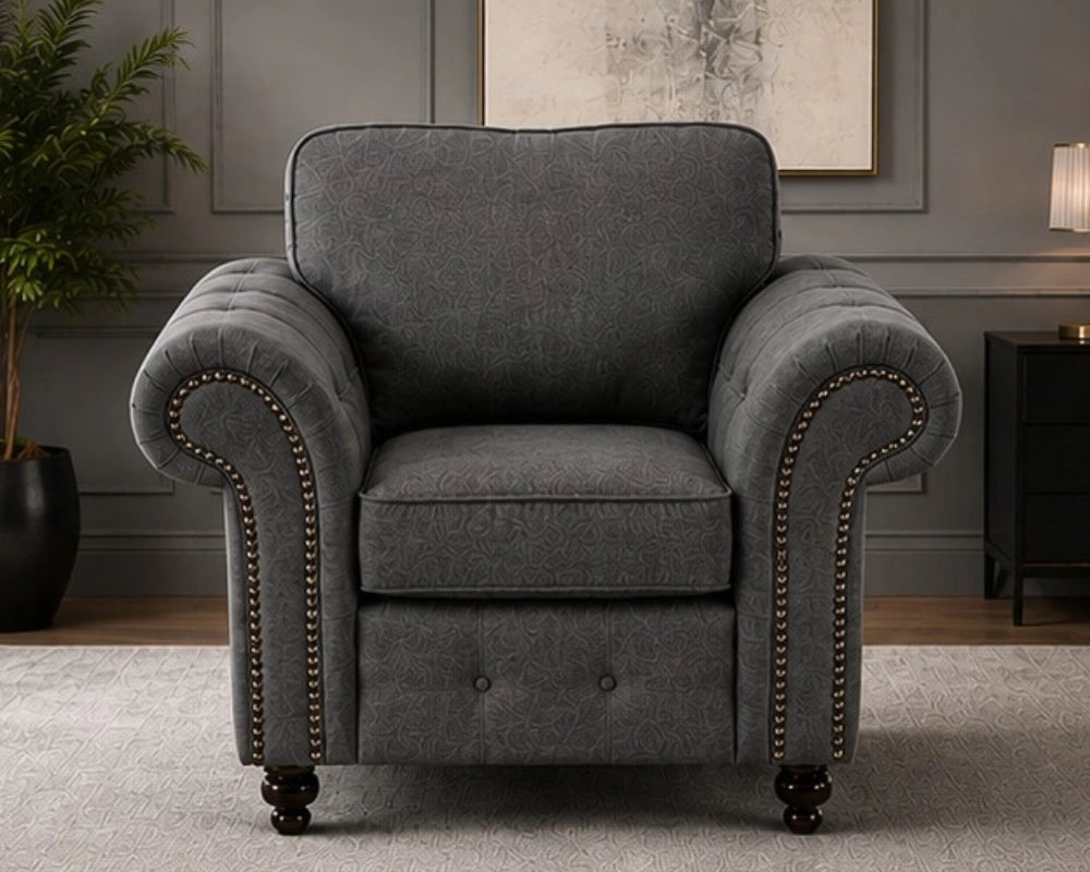 Oakland Sofa – Luxury Blue Curved Arm Design – Premium Comfort & Elegant Finish