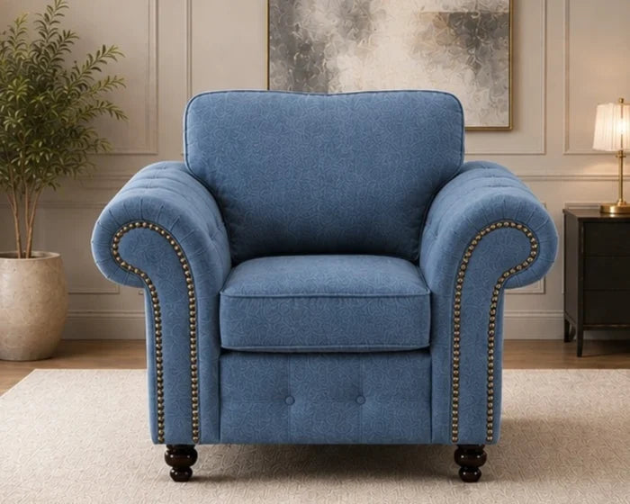 Oakland Sofa – Luxury Blue Curved Arm Design – Premium Comfort & Elegant Finish