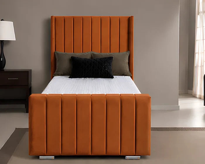 Bold Orange Panel Bed – Panel Wingback Bed