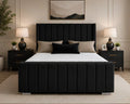Black Double Size Bed – Modern Panel Wingback