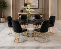 Elegant Dining Table with Chairs Set | Spacious 6 Seater Family Dining Furniture